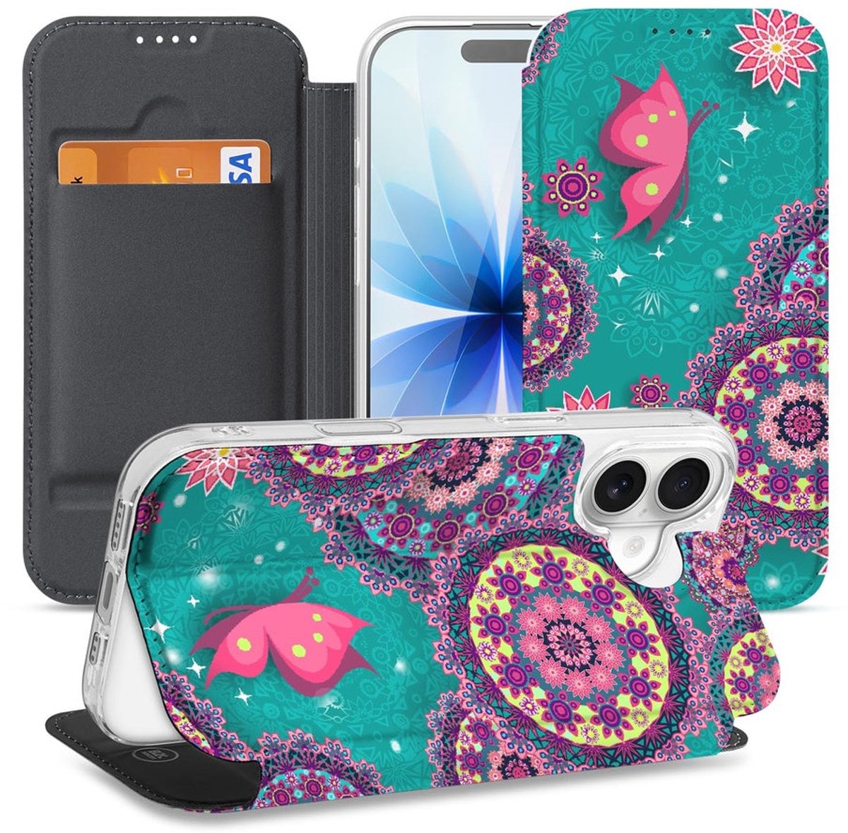 iPhone 17 Standcase Hoesje Cirkels en Vlinders