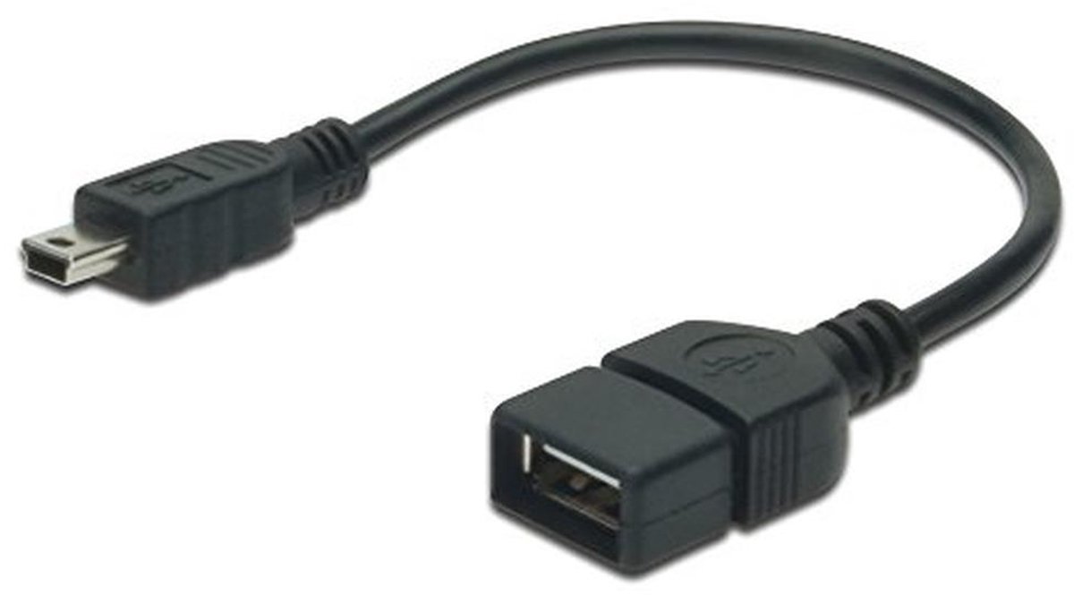 USB 2.0 Adapterkabel 0,2 m - Mini B naar A - 480 Mbit/s - Zwart