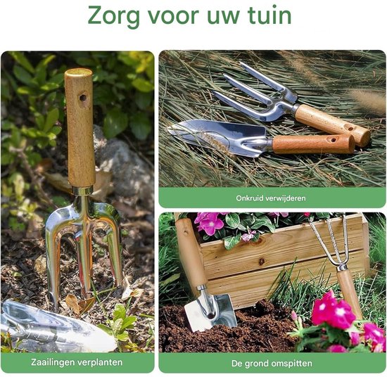 Tuinaccessoires - Tuingereedschap - Tuinsets - Inclusief opbergtas voor tuingereedschap - Roestbestendige en ergonomische tuinset - Ideaal tuincadeau voor vrouwen - Ook geschikt voor tuinliefhebbers - 9-delige set van Merkloos	 — afbeelding 4