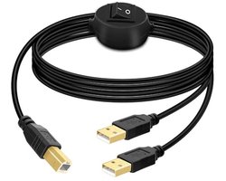 USB-B naar USB-A printerkabelsplitter met schakelaar voor 2 computers - 2,5 m