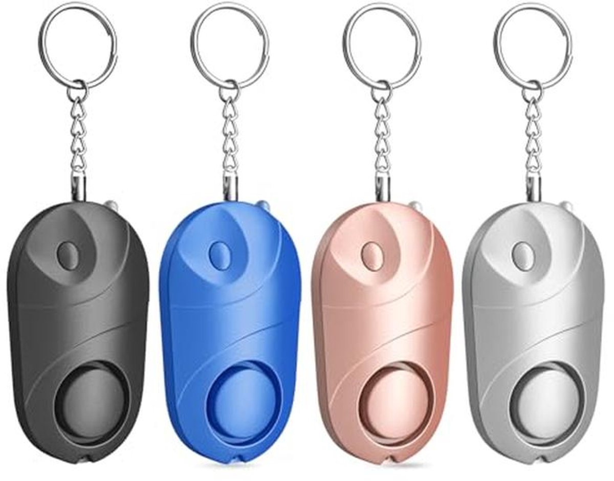 Persoonlijk Veiligheidsalarm 140 dB met LED-lamp - Set van 4 - Zelfverdedigingsalarm voor Kinderen, Vrouwen en Ouderen