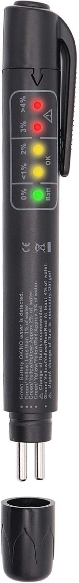 Remvloeistof tester - Auto accessoire/tool - Brake fluid tester - Remvloeistof testen - Waterpercentage meten - Waterindicator - LED - Universeel - Jonyx
