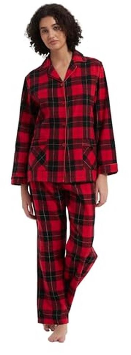 Dames 100% Katoen Flanel Pyjama Set - Gezellige Lange Mouw Winter PJ's