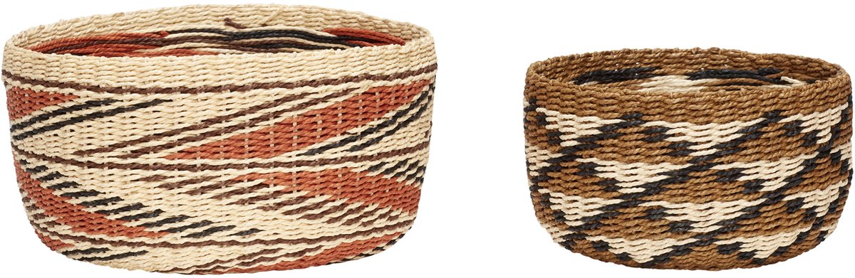 Evoke Baskets Wide Natural/Multicolour (set of 2)