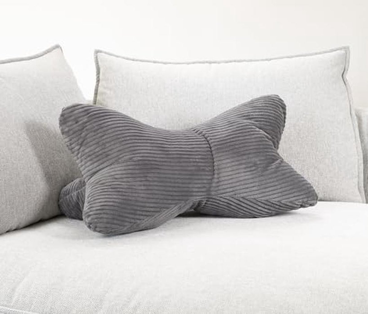 Leesbotten XXL corduroy grijs nekkussen botkussen nekrol leeskussen Öko-Tex 100 gecertificeerd en wasbaar op 60 °C - kussen voor nek, knie of buik om te lezen of te relaxen - ca. 60x30x30 cm