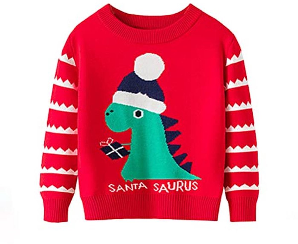 Unisex gebreide jongerentrui met lange mouwen - Dinosaurus Sweatshirt voor Kinderen