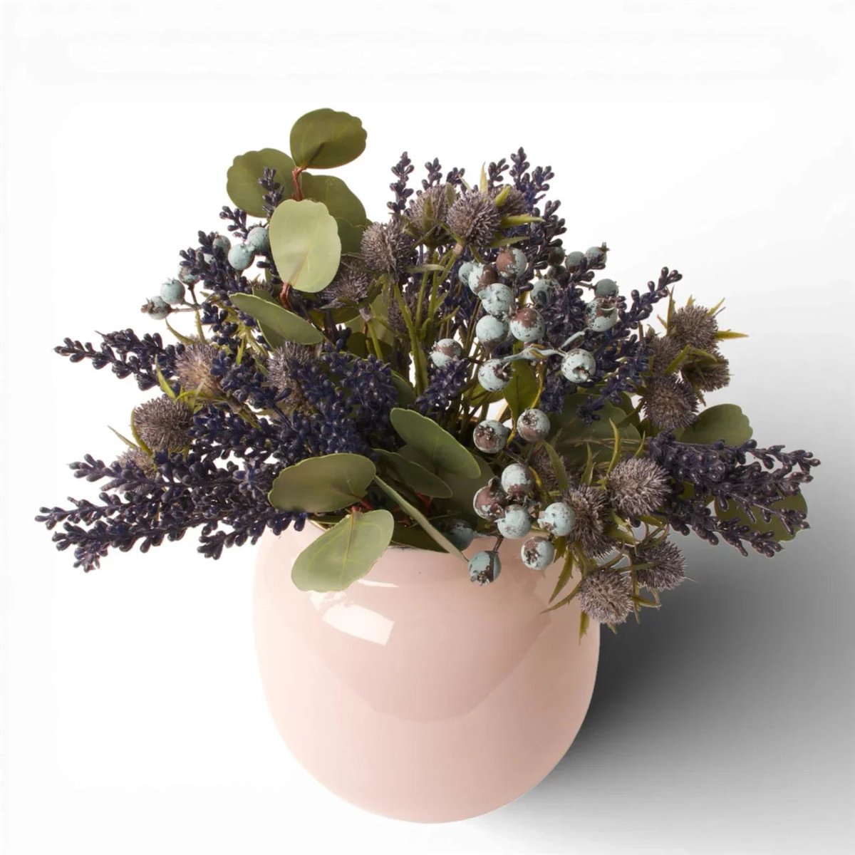 Winq Kort zijden boeket met Lavendel en Blauw-incl. Vaas-Kunstbloemen
