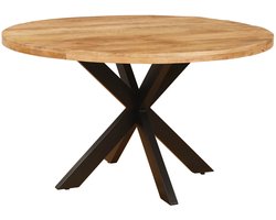 Sfeerwonen Enzo Eettafel Mangohout Rond Ø100 cm – Matrix Spinpoot Zwart – Naturel – BOL-special – Massief Hout