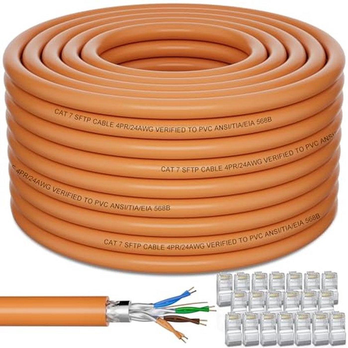 100m Cat 7 Ethernetkabel - Hoge Snelheid 10Gbps - Afscherming S/FTP - Ideaal voor Modem en Router