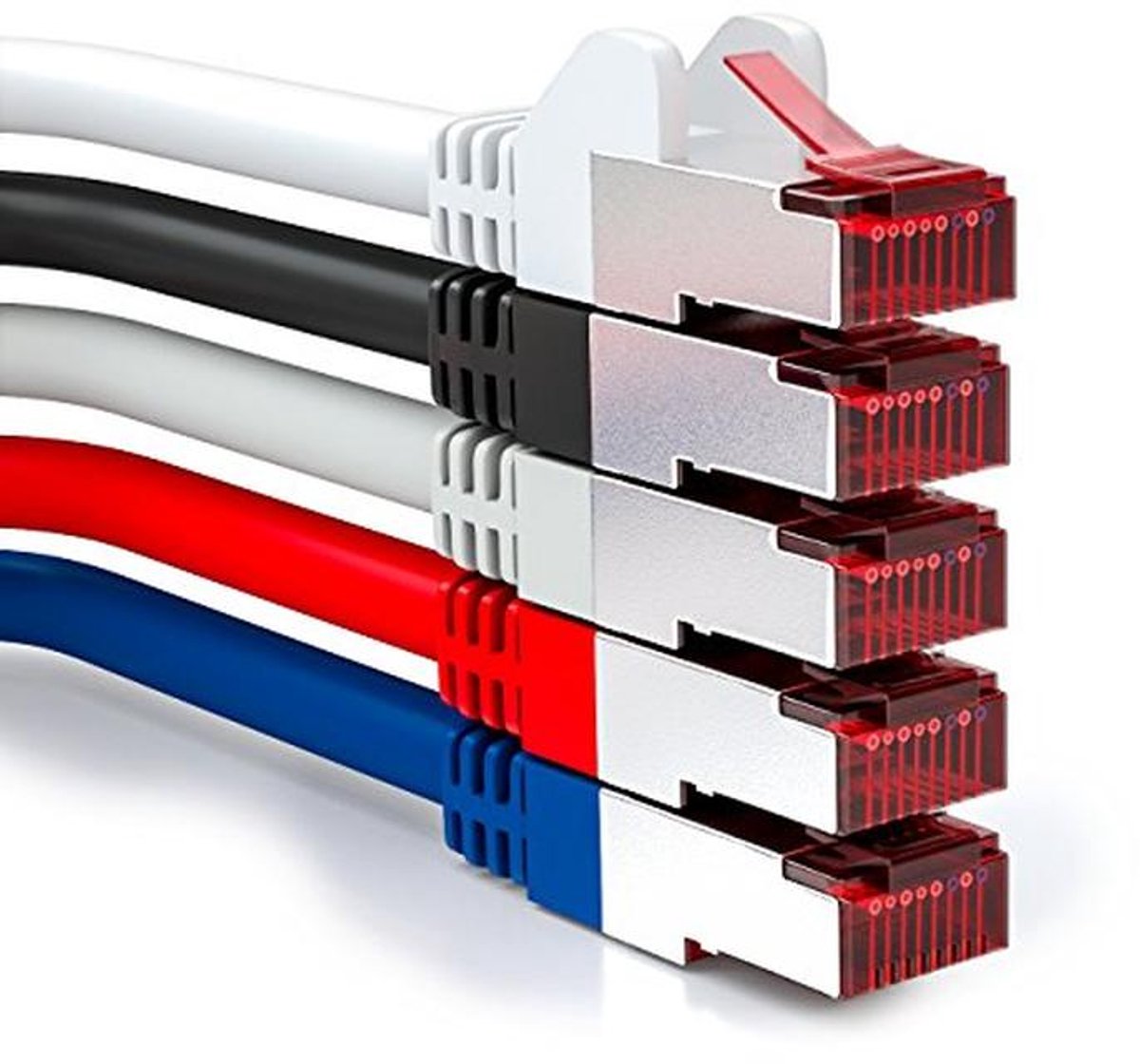 5x 1m CAT6 Patchkabel S/FTP voor Maximaal Netwerkprestaties - Veelkleurig Ethernetkabel