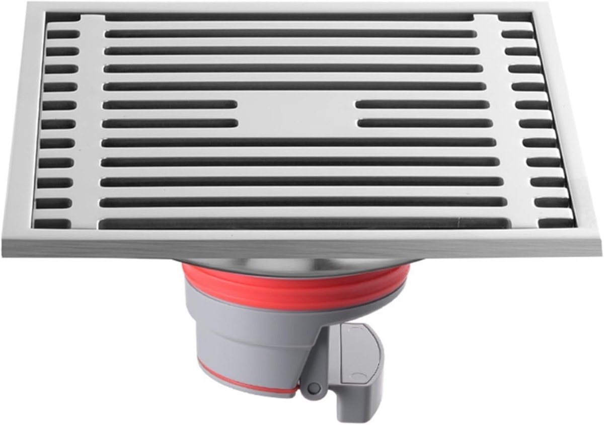 Vloerafvoer Vierkant - Douchegoot Keuken - Snel Water Afvoeren - Geurstop Uitneembaar Filter - 15x15 cm - Zilverkleurig