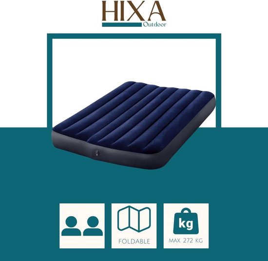 Luchtbed 2 Persoons - Luchtmatras Opblaasbed - Kamperen Logeren - Waterafstotend Materiaal - 190x137x25cm - Blauw — afbeelding 4