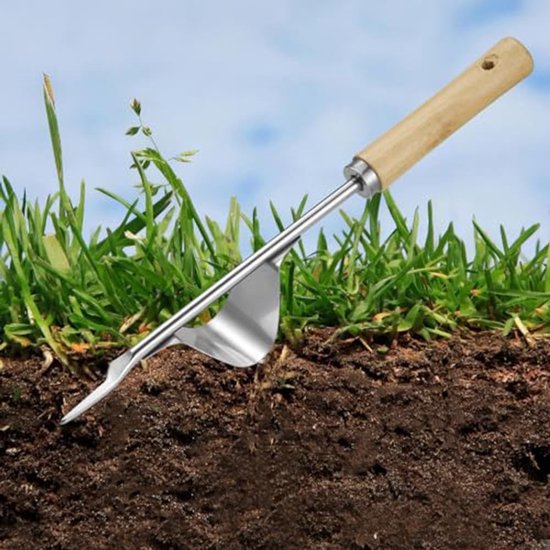 Plukken Grashark Schop - Tuin Gereedschap - Effectief Tuinonderhoud - Slijtvast Roestvrij Staal - 33x3x2 cm - Zoals Afgebeeld — afbeelding 2