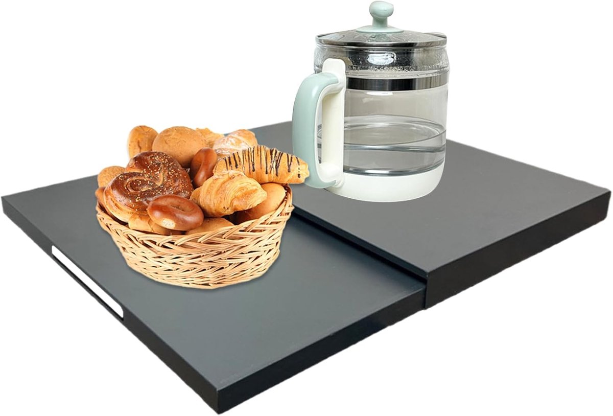 Microgolfoven Stand - Oven Organizer - Keuken Opbergen - Uitschuifbare Lade - 47x36cm - Zwart