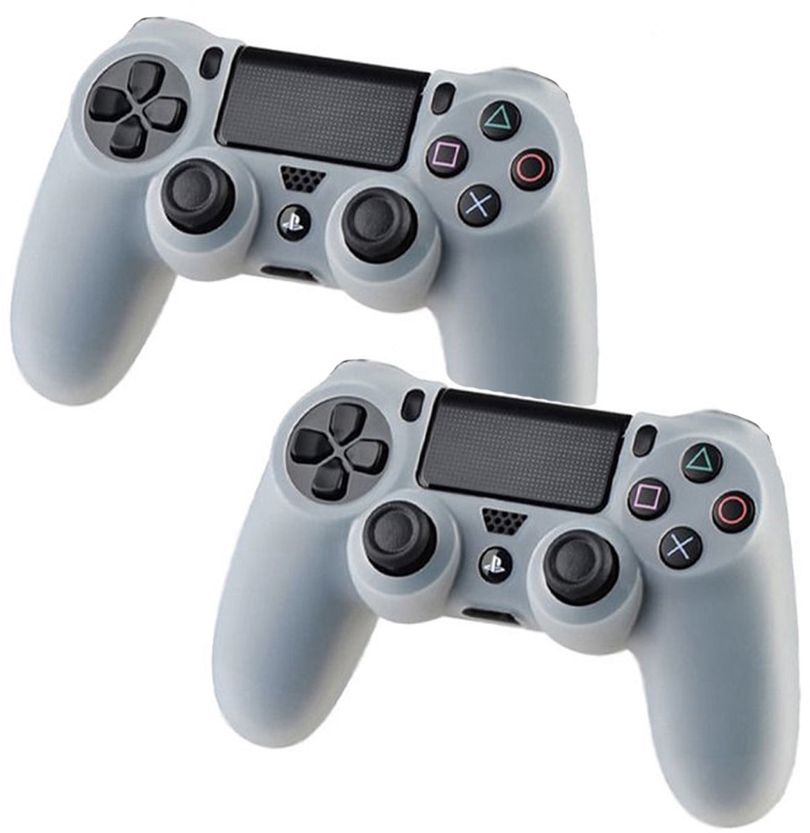 Scoby - Playstation 4 Controller hoesje - Siliconen cover - Soft grip - Thumb grips - Bescherming - Transparant wit