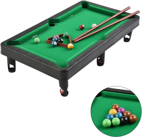 Compacte tafelpooltafel - Mini biljartspel - Gezinsspelletjes avond - Versterkt kunststof frame - 445 x 245 x 155 cm — afbeelding 4