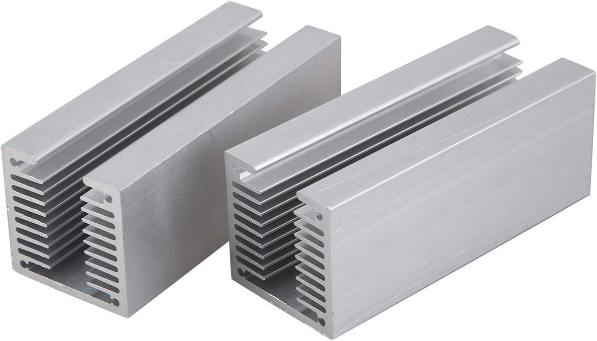 Ventilator radiator - Aluminium koellichaam - Component koeling - 2-delig serie - 40x40x100mm - Zilverkleurig