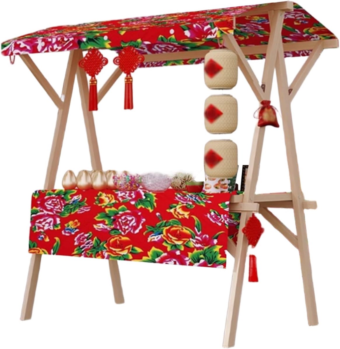 Houten Marktkraam - Voedselkar Verkoper - Mobiele Winkel - Opvouwbaar Ontwerp - 60cm Breed