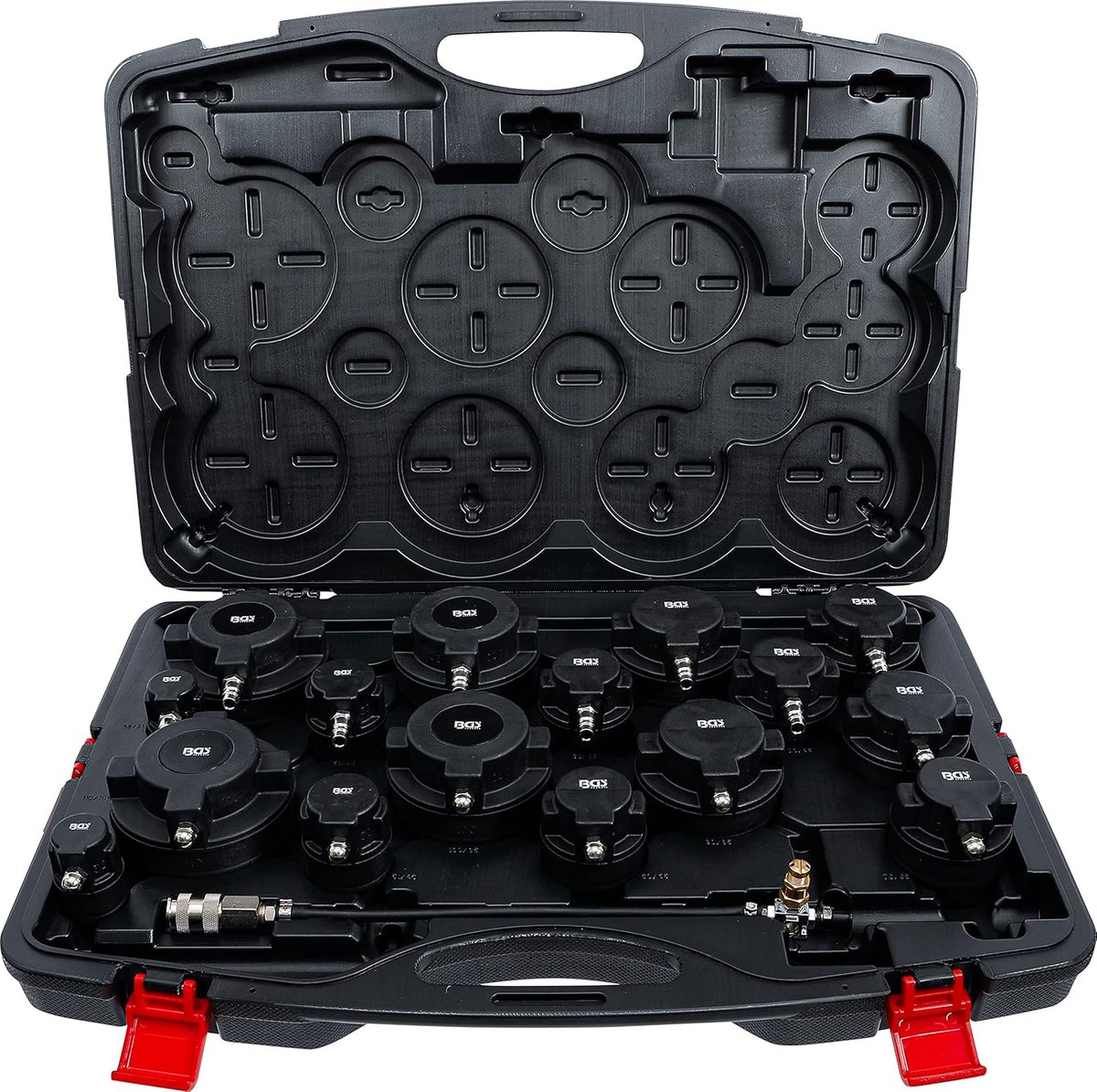 Testkofferset Laadluchtsysteem - Motor Diagnose Set - Lekdetectie Turbo - 17 Delig - 31-110 mm Slangen - Meerkleurig