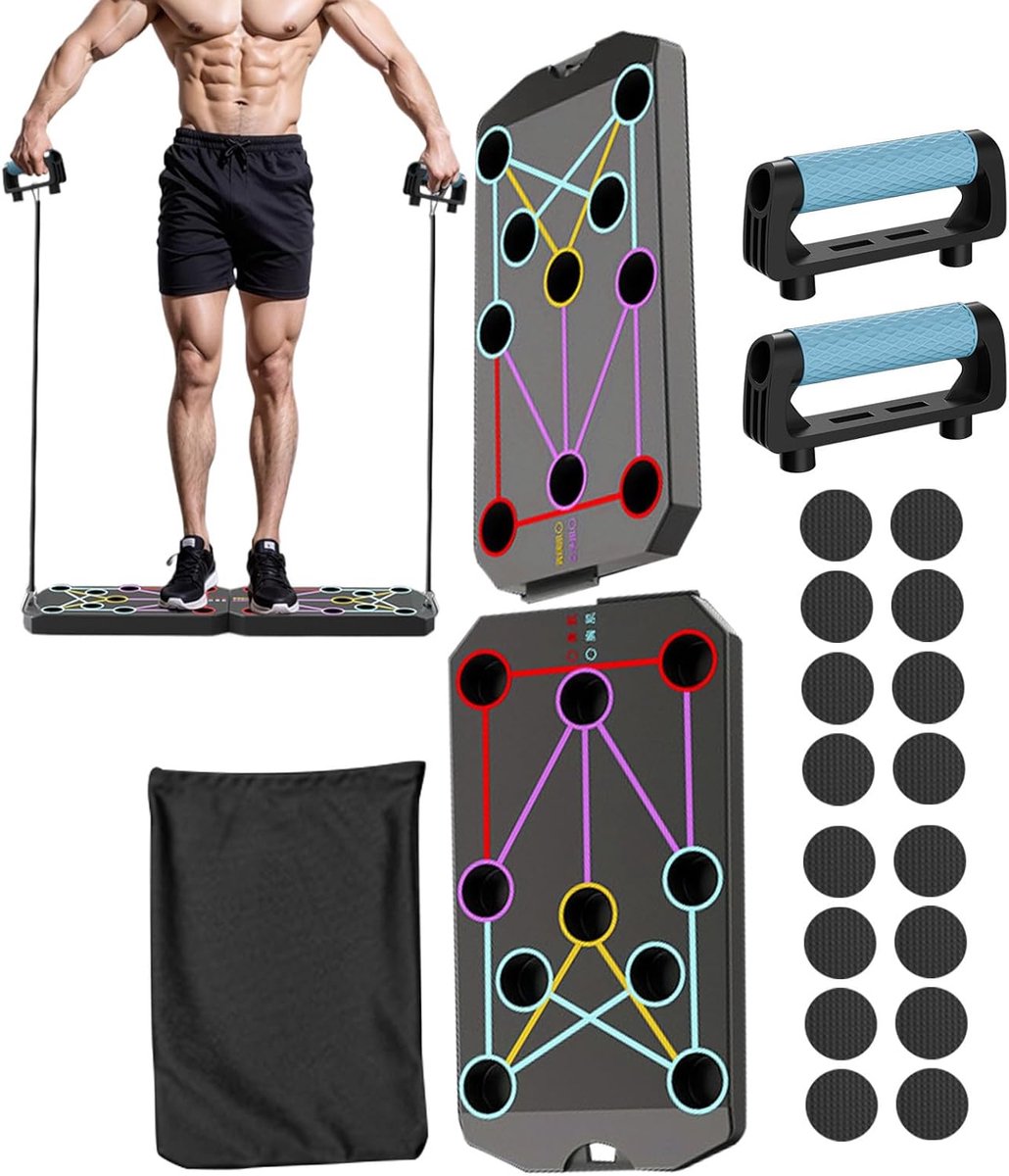 Opvouwbaar Opdrukbord - Fitness Hulpstuk - Borstspier Training - Meerdere Posities - 40x20x7 cm