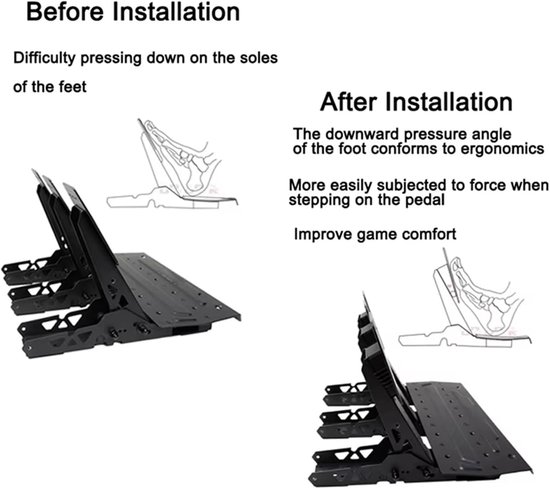 Pedaal Hoogteverhoger - Koppelingsmodule Paneel - Simulator Gaming - Ergonomische Installatie - 2.54 cm - Zwart — afbeelding 3
