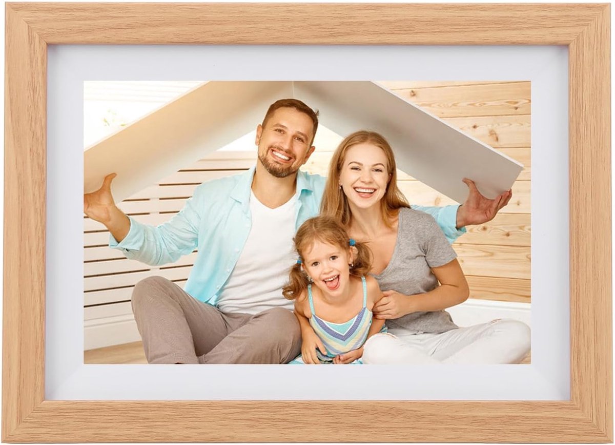 Digitale Fotolijst - Smart Frame - Foto's Delen - Touchscreen Interface - 10 Inch - Houtkleurig