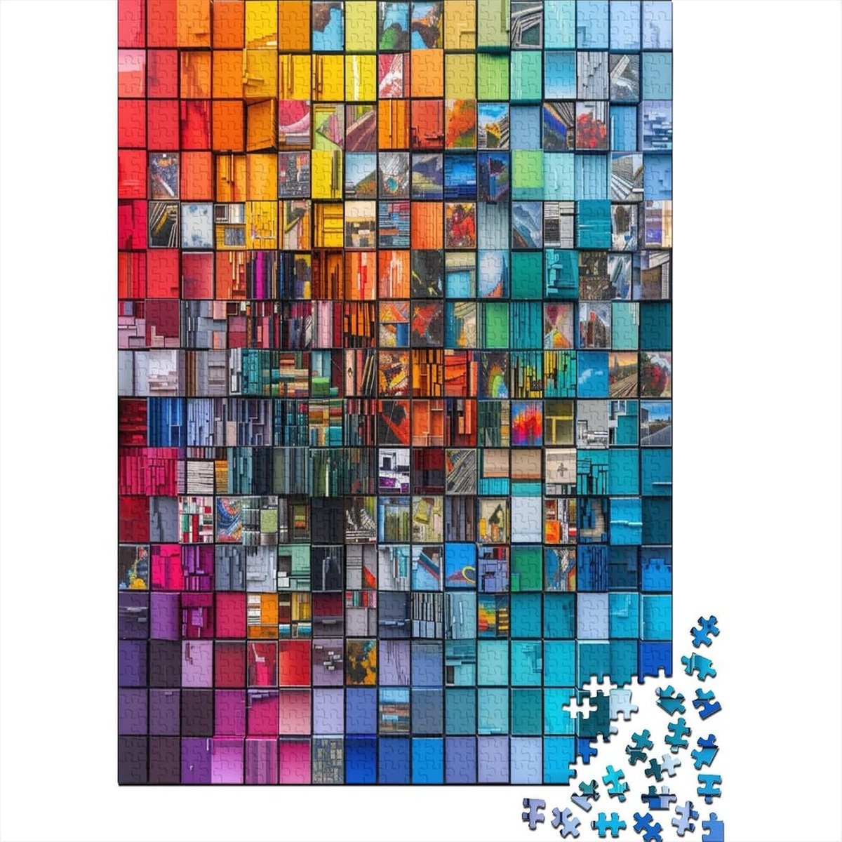Kleurrijke Blokken Puzzel - Volwassenen Puzzel - Ontspanning Thuis - Gerecycled Karton - 75 x 50 cm - Stijl 3