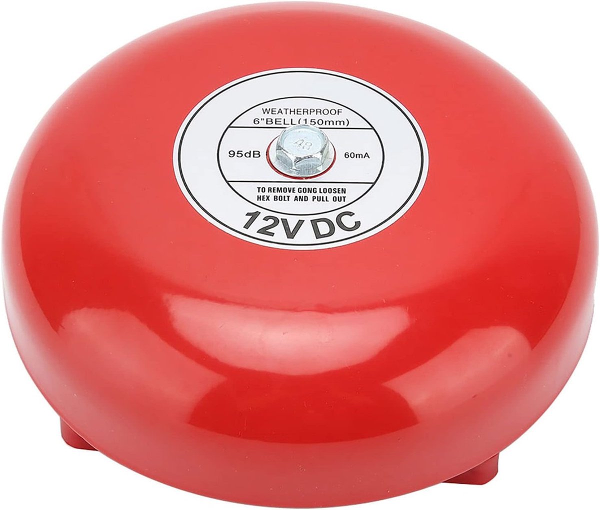 Brandmelder Bel - Wandbel Sirene - Veiligheid Waarschuwing - 100 DB Geluid - 6 Inch - Rood