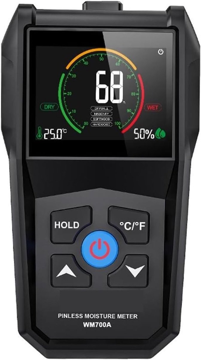 Vochtmeter Hout - Vocht Detector - Bouwkwaliteit Controleren - Vier Meetmodi - 132 x 73 x 33 mm - Zwart