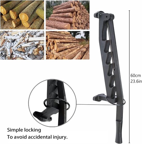 Handmatige Houtklover - Splijtgereedschap - Open Haard Hout - Veiligheids Slot - 60x14x8 cm - Zwart — afbeelding 5