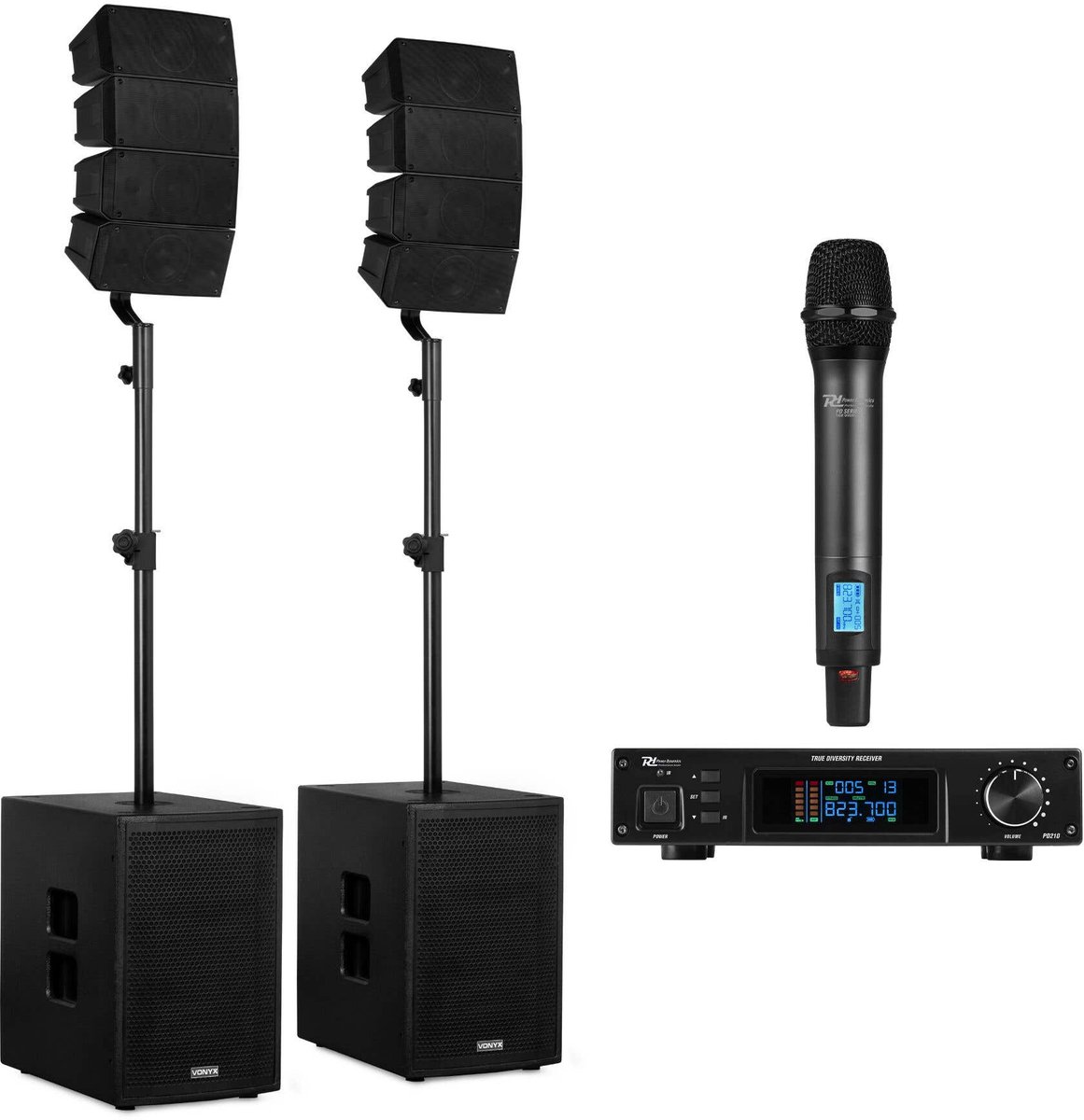 Vonyx VX922 Professionele zangerset - 2.2 PA systeem met line array speakers en UHF microfoon - 1600W