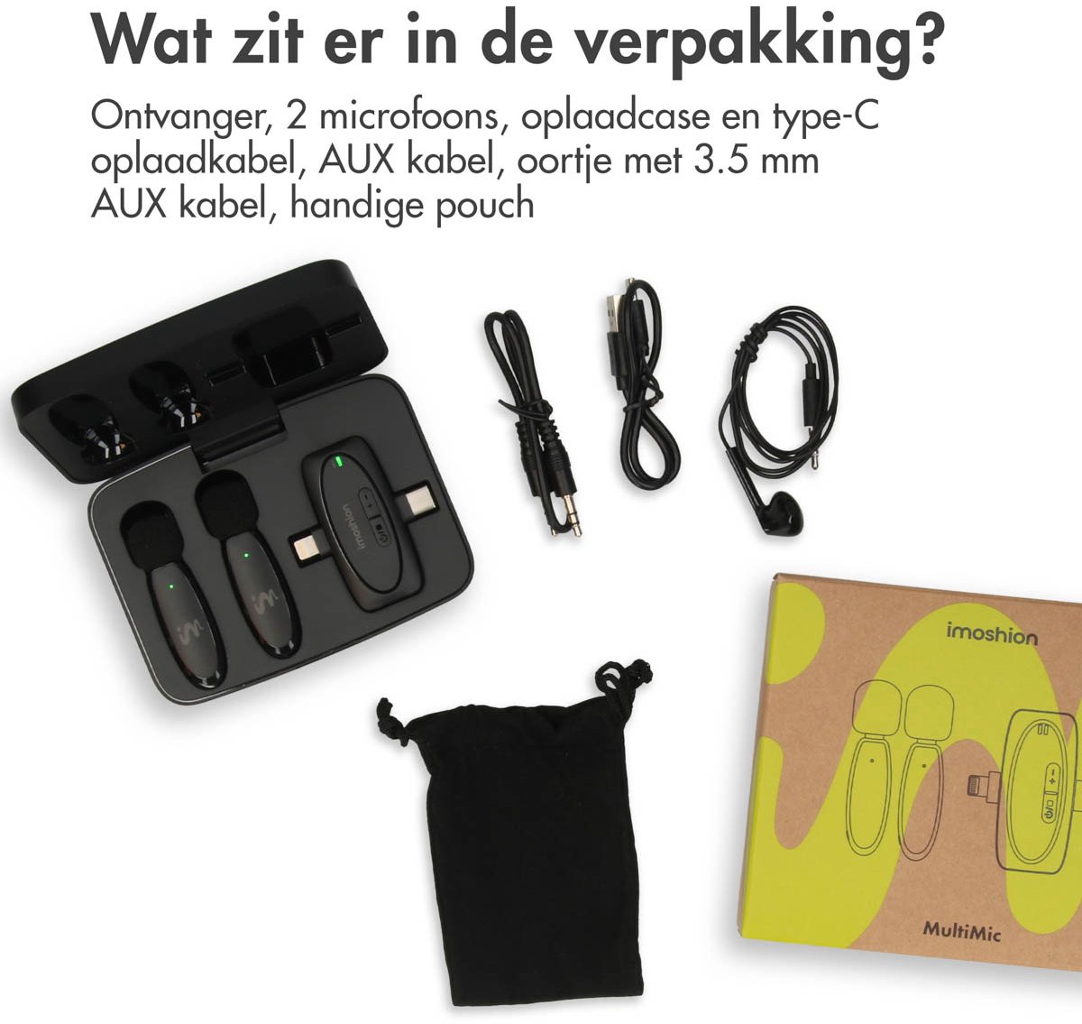 imoshion 2-pack Draadloze Microfoon met Oplaadcase - Geschikt voor o.a. USB-C & AUX - Bluetooth Mini Microfoon - Podcast Microfoon — cadeau in Gadgets - foto 7