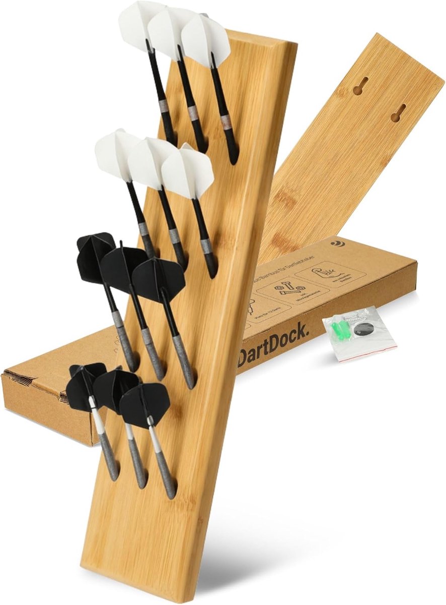 Dartpijl Houder - Dart Accessoire - Orde Houden - Massief Hout - Voor 12 Pijlen - Bruin