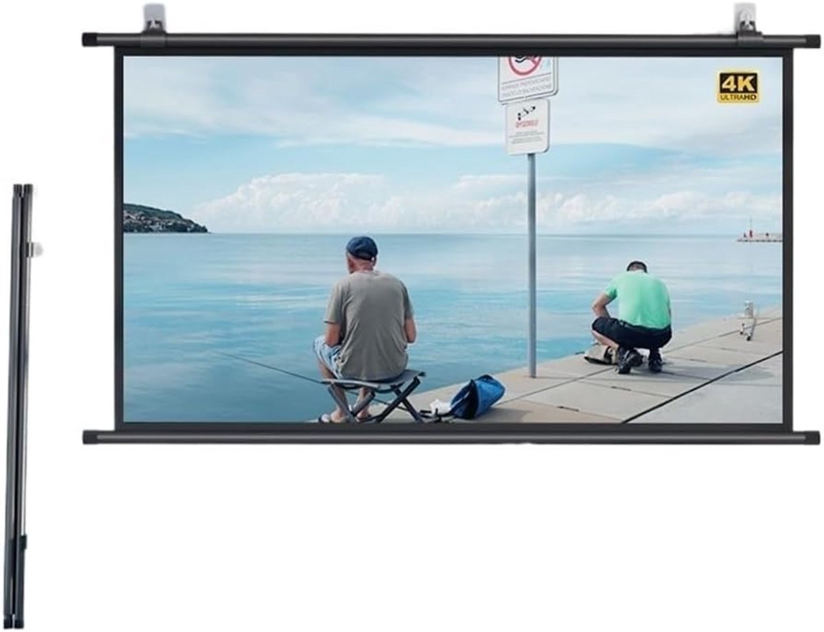 Projectiescherm - Beamer scherm - Thuisbioscoop - Handmatig oprolbaar - 40 Inch 16:9 - Zwart