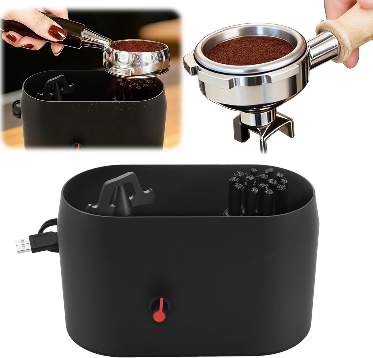 Reinigingsset Koffie - Espresso Accessoires - Barista Thuis - Geïntegreerd Ontwerp - 51/53/58 mm - Grijs