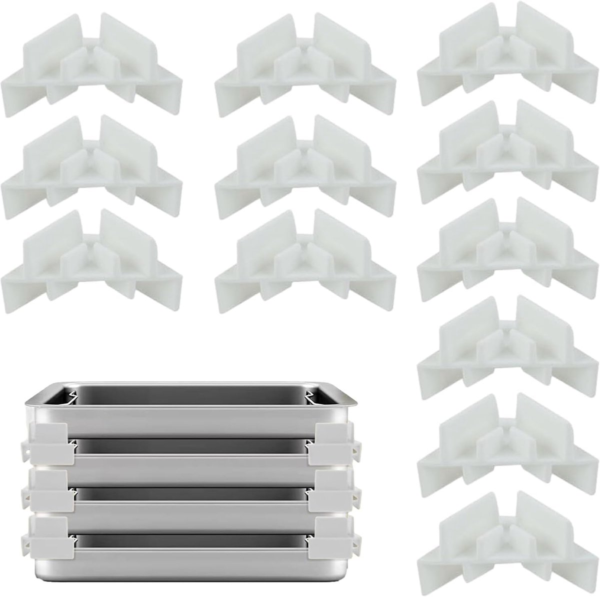 Vriezer Organizers - Vrieslades Stapelbaar - Diepvries Opbergen - Stapelbaar Ontwerp - 10x10x3 cm - Wit