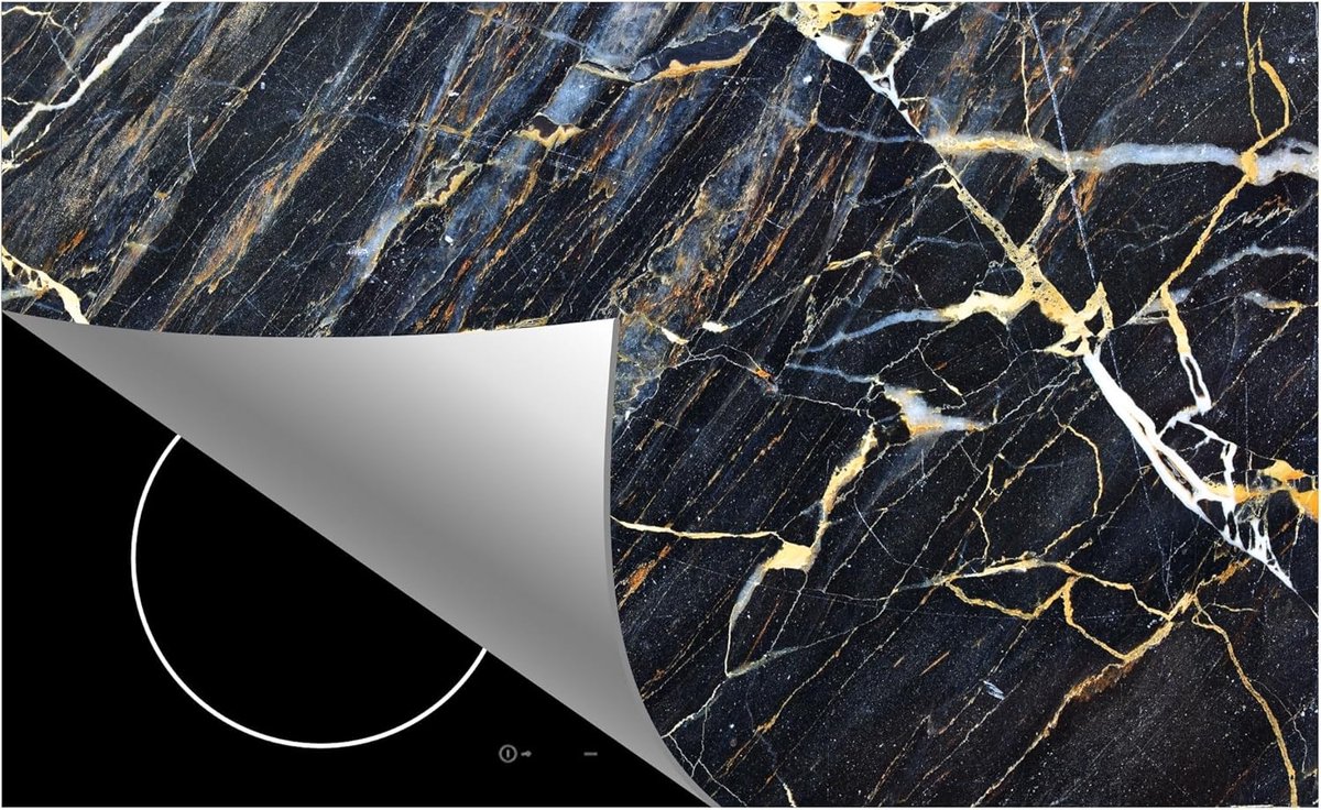 Inductie Beschermer - Kookplaatmat - Keuken Decoratie - Marmer Goud Print - 83x52 cm - Goud