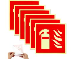 Brandblusser Bord - Noodverlichting Sticker - Brandveiligheid Markering - Zelfklevend Pictogram - 15x15cm - Veiligheid Rood