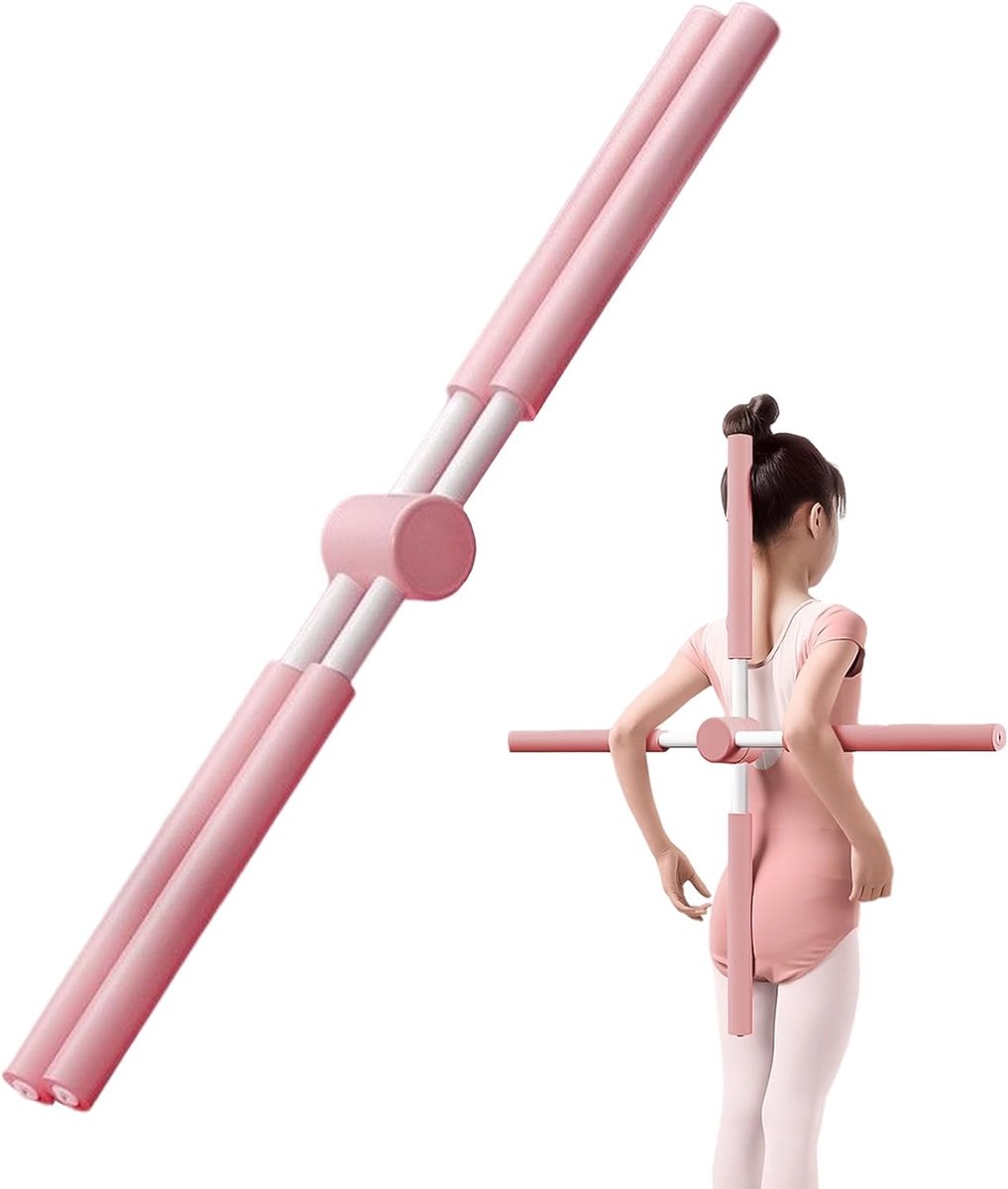 Houdingscorrectie Stang - Rug Gesteund - Pilates Yoga Fitness - Verstelbaar Ergonomisch - 76cm Lang - Roze