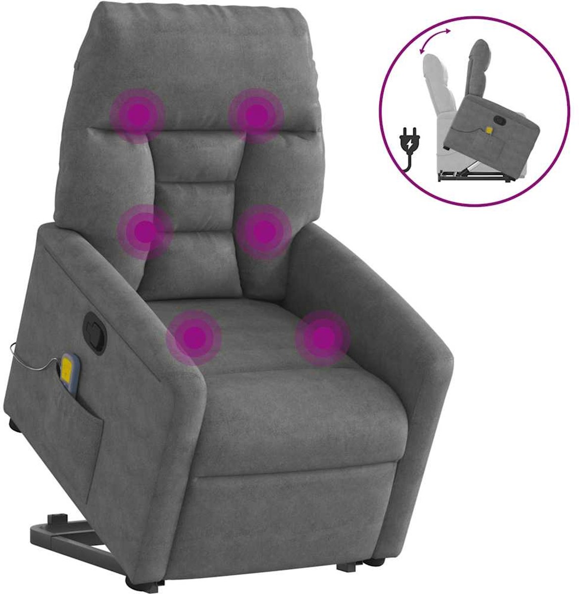 vidaXL Sta-op-massagestoel - verstelbaar - microvezelstof - donkergrijs