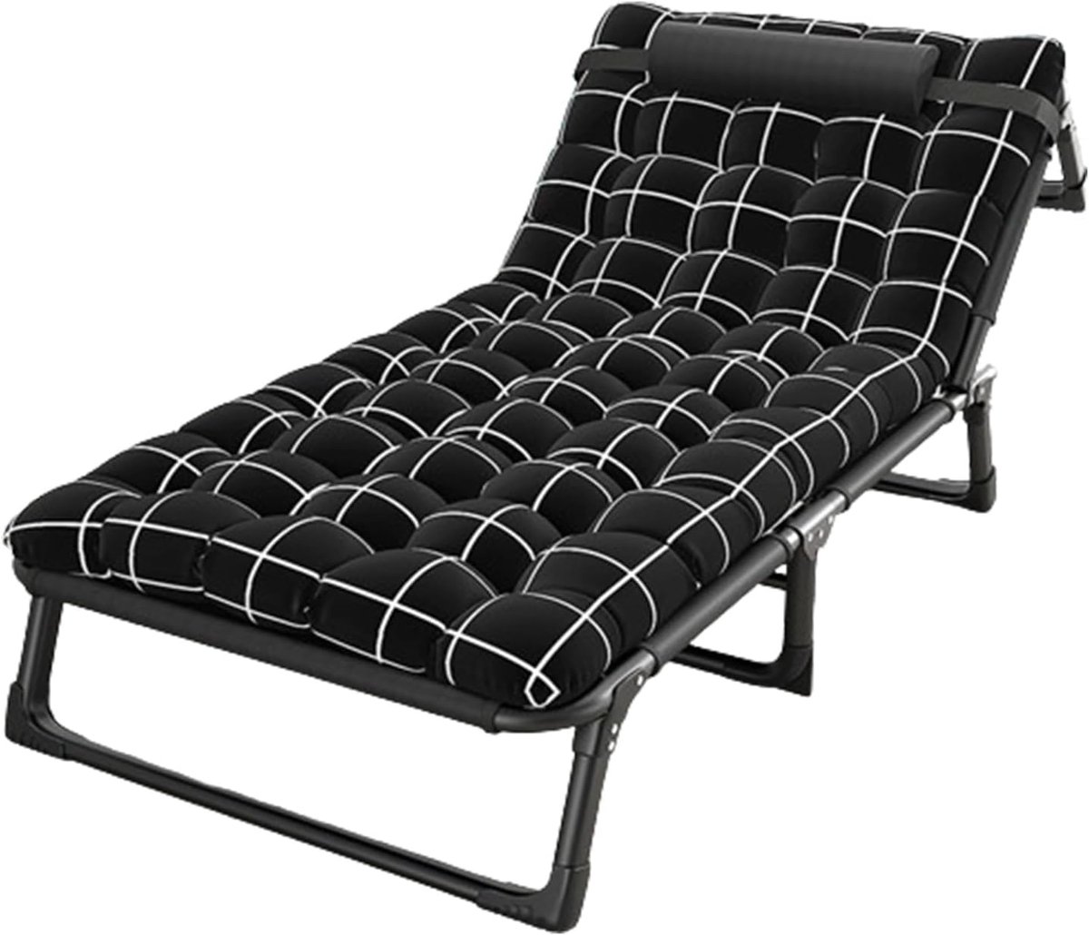 Campingbedje met kussen - Opvouwbaar bed - Buiten avonturen - Verstelbare 4-positie - 190x68x30 cm - Grijs