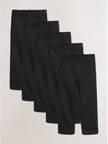 Next - Jongens - Reguliere schoolbroeken met elastische taille en rechte pijpen, 5 stuks - Zwart