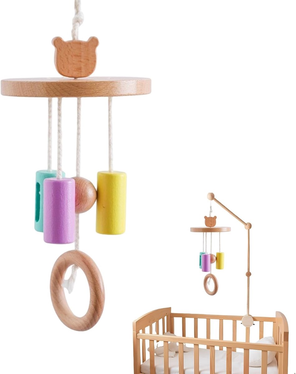 Baby Mobiel Wieg - Houten Speelgoed Mobiel - Babykamer Decoratie - Ontwikkelingsgerichte Textuur - 10x27cm - Niet gespecificeerd