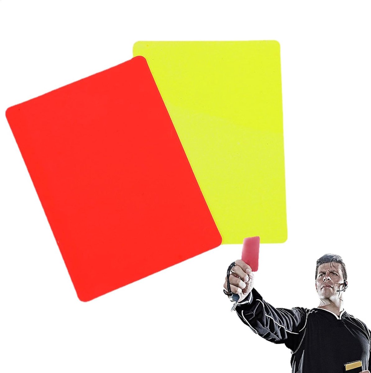 Scheidsrechter Kaarten Set - Rood Geel Kaart - Sport Wedstrijden - Duurzaam PVC Materiaal - 8x11 cm - Geel Rood
