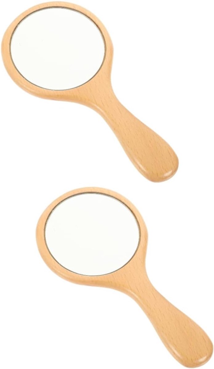 Handspiegel Set - Make-up Spiegel - Dagelijks Gebruik - Hout Afwerking - 18x9cm - Natuurlijk