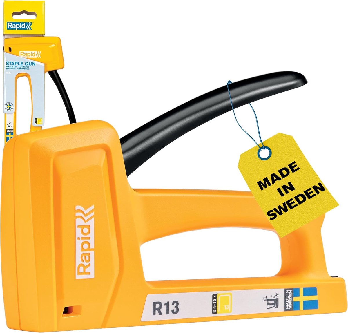 Handtacker - Nietpistool - Klusser Huis - Ergonomische Handgreep - 18 cm Lengte - Geel