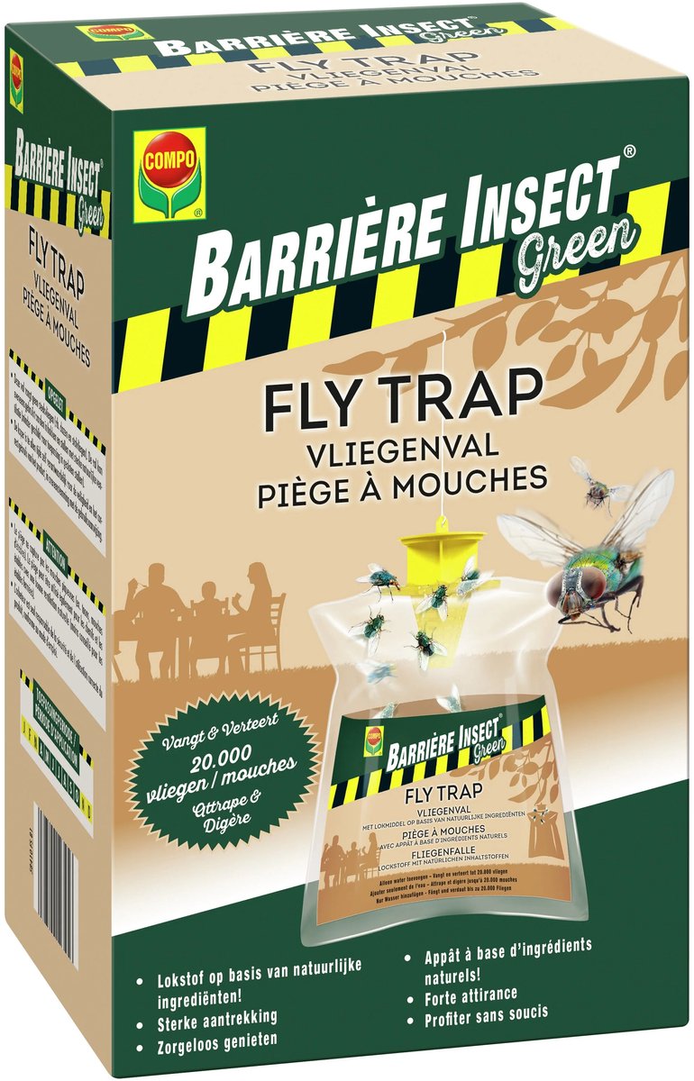 Barrière Insect Green Fly Trap - vangt tot 20.000 vliegen - natuurlijke ingrediënten - 1 stuk