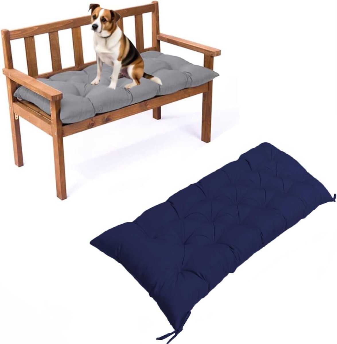 Tuinkussens Loungestoel - Waterdicht Getuft - Buiten Zitten - Hoge Elastische Vulling - 180 x 50 cm - Marineblauw
