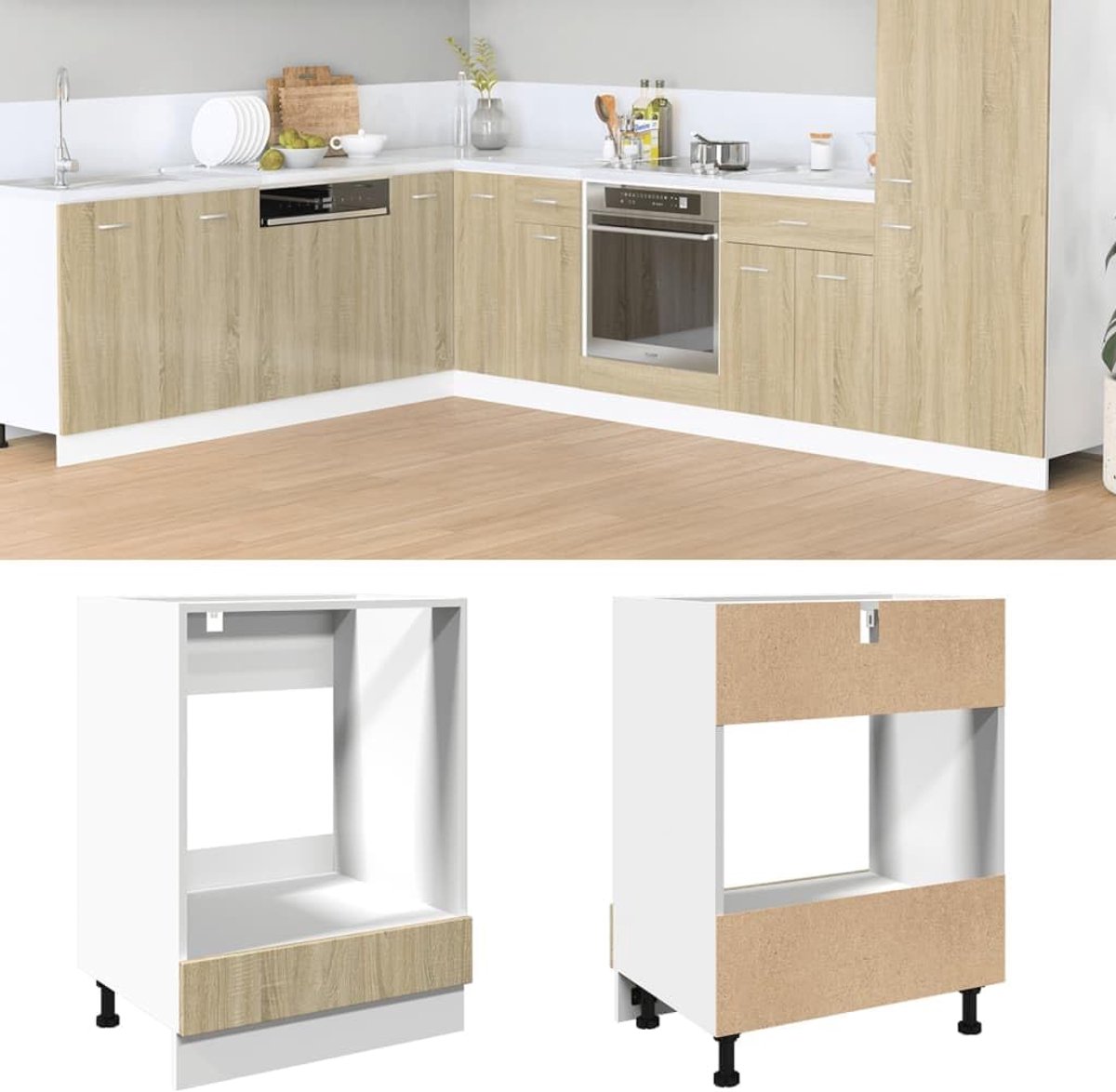 Keuken Ovenkast - Opbergkast Keuken - Oven Magnetron - Verstelbare Poten - 60x46x81cm - So