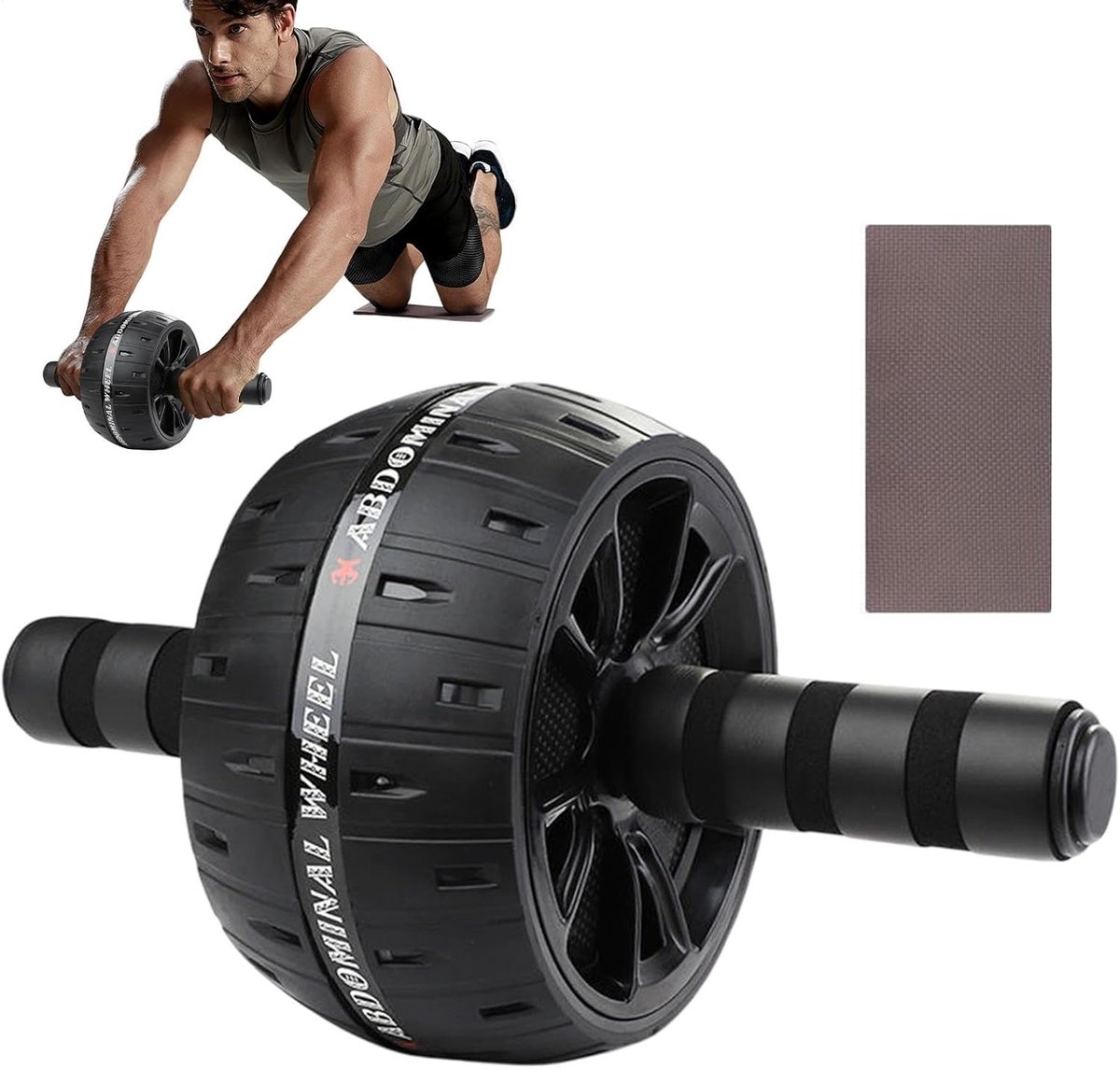 Buikwiel Trainer - Buikspierroller Fitness - Thuistraining Core - Inclusief Kniebeschermer - A
